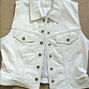 Cache Women's 12 S White Jean Style Leather Vest